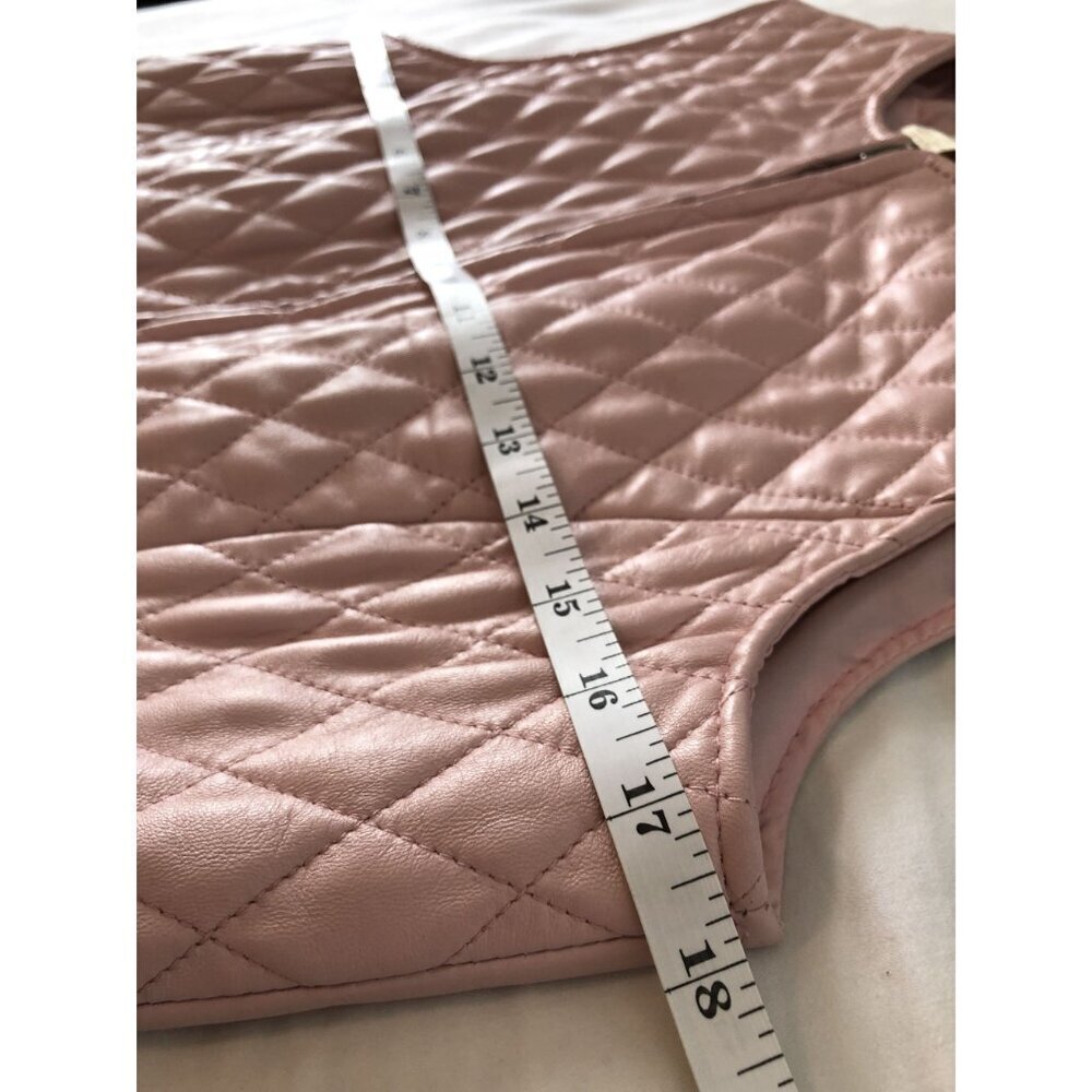 Peck & Peck Women's Quilted Lamb Leather Vest S Pink Zip-up Equestrian Preppy - Picture 10 of 11